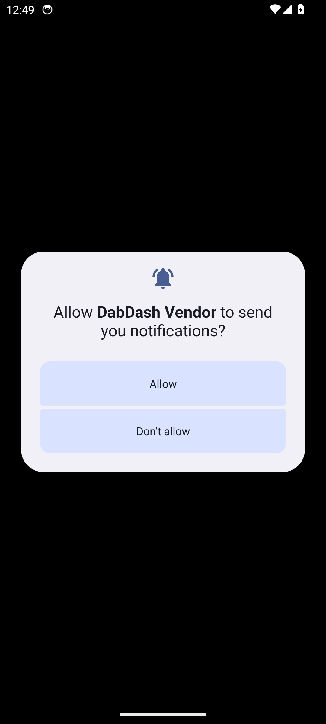 เปิดแอป DabDash ครั้งแรกบน Android 14