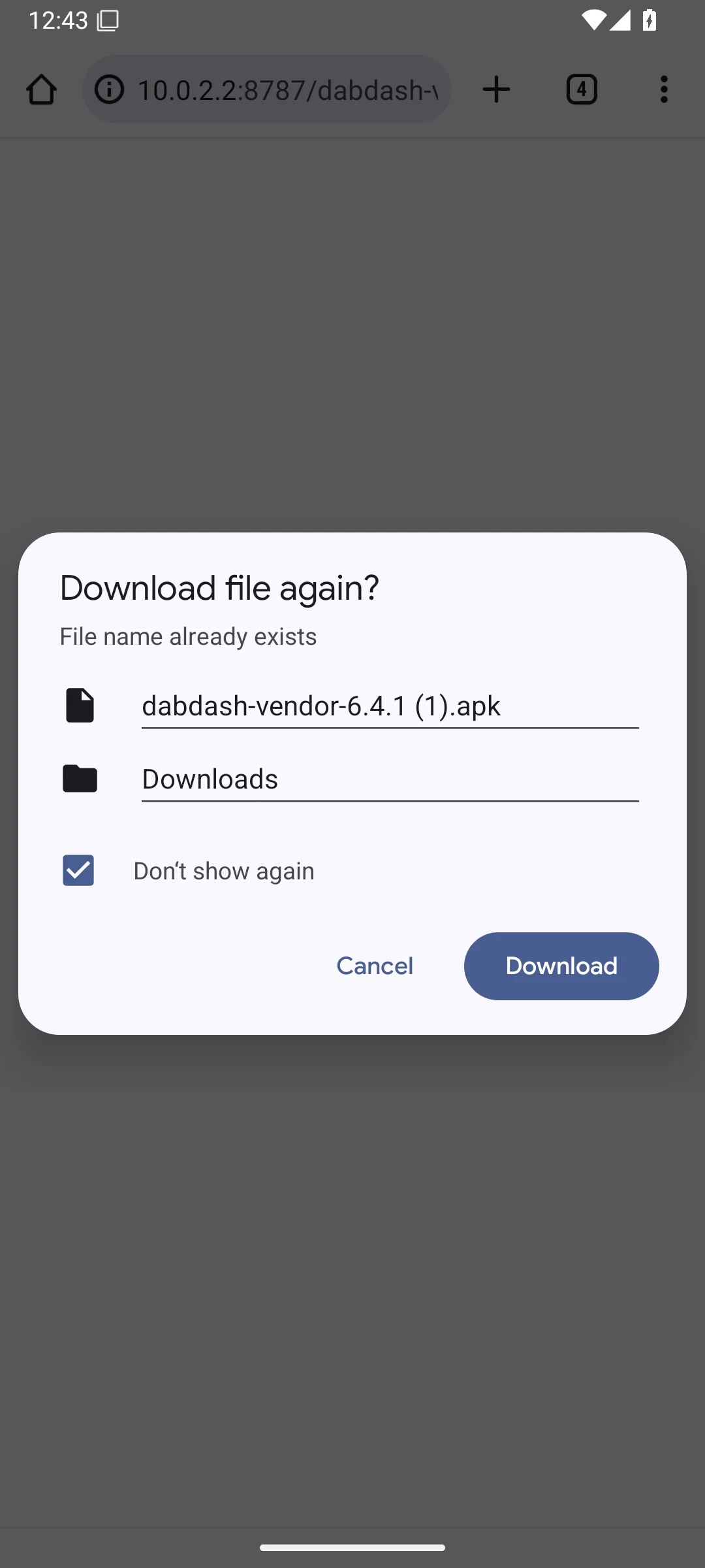 การแจ้งเตือนดาวน์โหลด APK DabDash บน Android 15