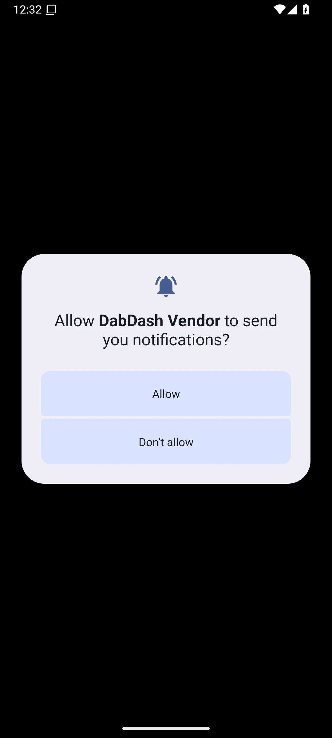 เปิดแอป DabDash ครั้งแรกบน Android 16