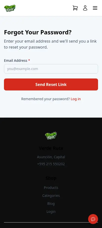 หน้าลืมรหัสผ่านของ DabDash พร้อมช่องกรอกอีเมลและปุ่มส่งลิงก์รีเซ็ต — mobile view