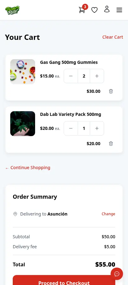 ตะกร้าของ DabDash แสดงสินค้า ฟอร์มกรอกที่อยู่จัดส่ง สรุปคำสั่งซื้อ และช่องใส่โค้ดคูปอง