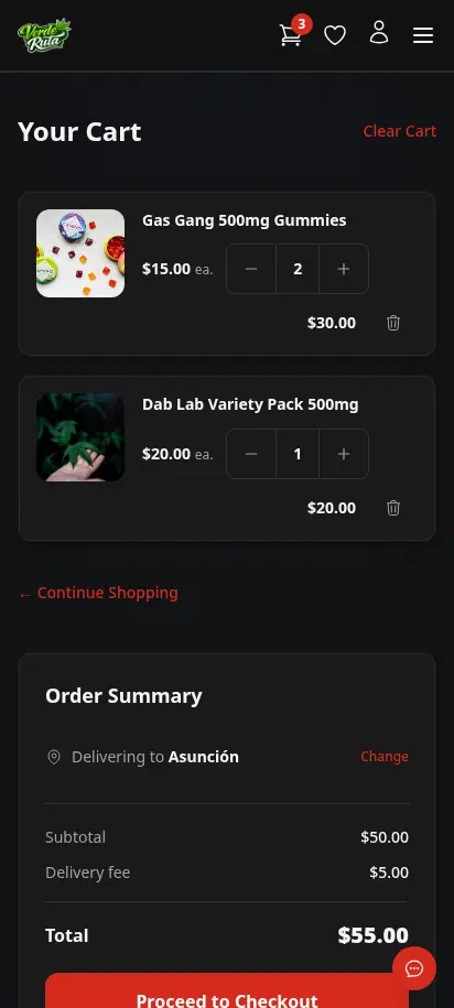 ตะกร้าของ DabDash แสดงสินค้า ฟอร์มกรอกที่อยู่จัดส่ง สรุปคำสั่งซื้อ และช่องใส่โค้ดคูปอง