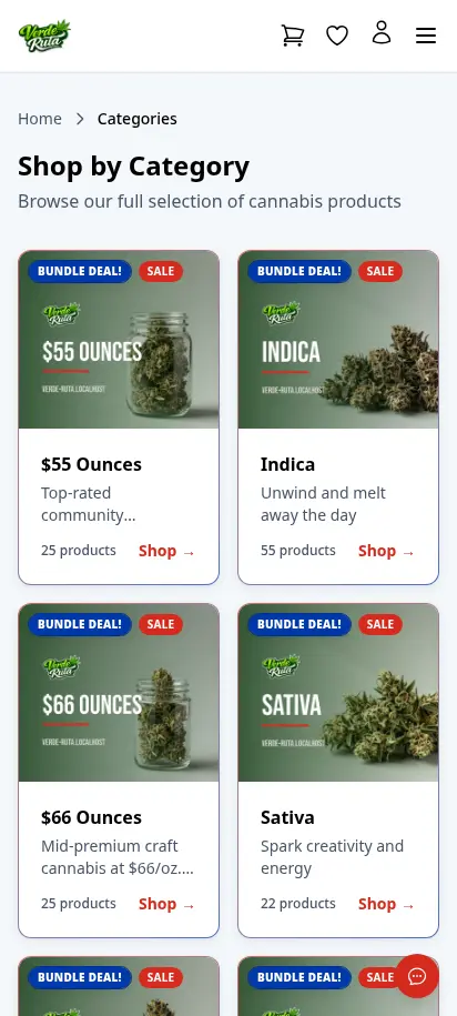 หน้าหมวดสินค้าของร้าน DabDash แสดงจำนวนสินค้าและการ์ดหมวดต่างๆ — มุมมองมือถือ