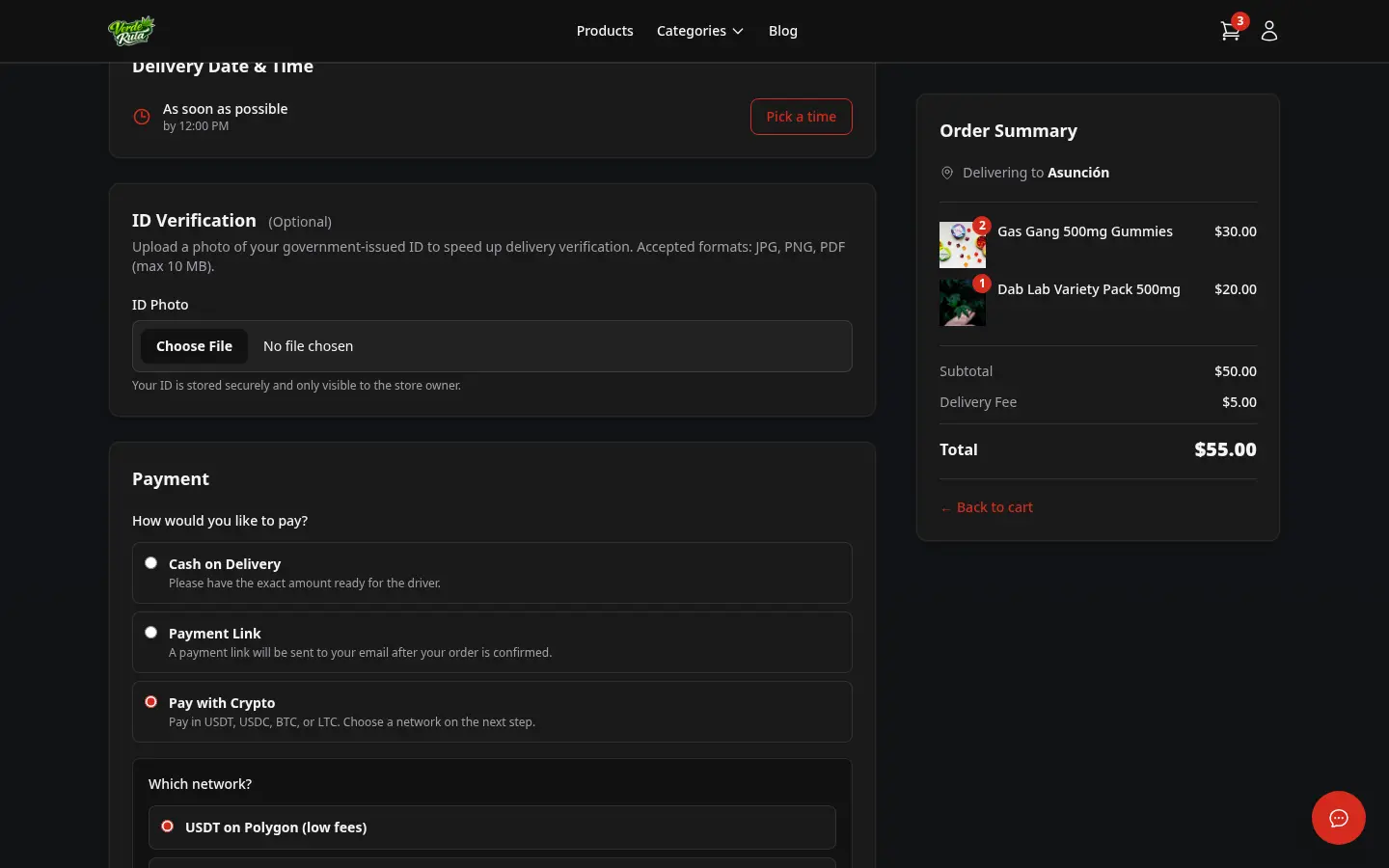 Paying with Crypto screenshot
