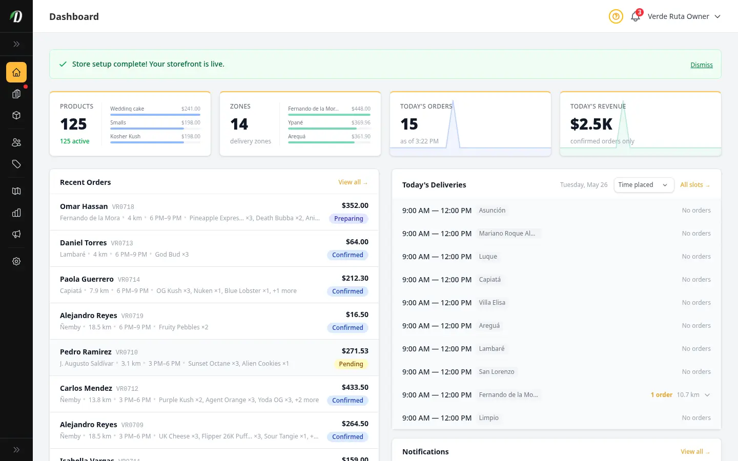 DabDash vendor dashboard