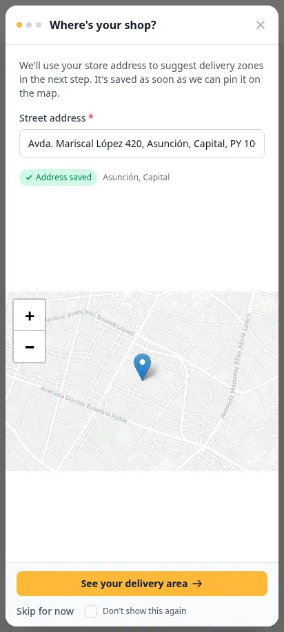 แดชบอร์ด DabDash แสดงลิงก์ช่วยเหลือด่วนและเมนูหลักที่เปิดอยู่ — mobile view
