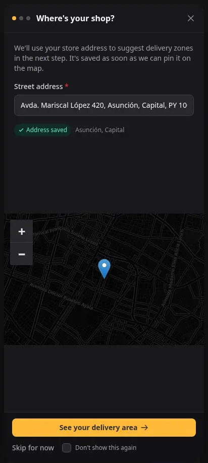แดชบอร์ด DabDash แสดงลิงก์ช่วยเหลือด่วนและเมนูหลักที่เปิดอยู่ — mobile view