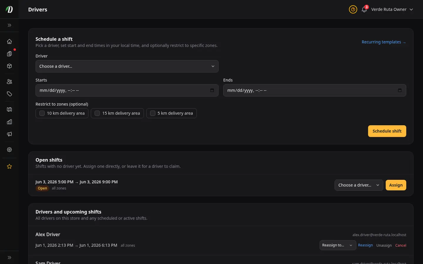 Driver Scheduling screenshot