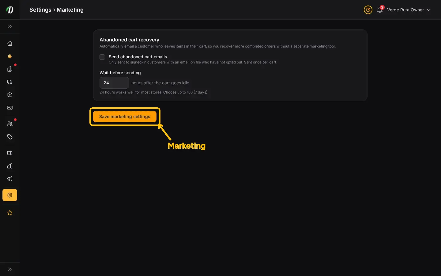 Marketing Settings ภาพหน้าจอ
